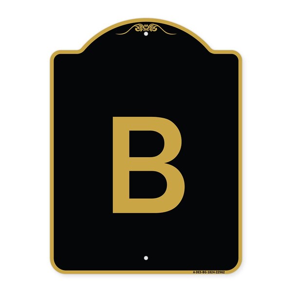Signmission Designer Series Sign-Sign W/ Letter B, Black & Gold Aluminum Sign, 18" x 24", BG-1824-22962 A-DES-BG-1824-22962 - main